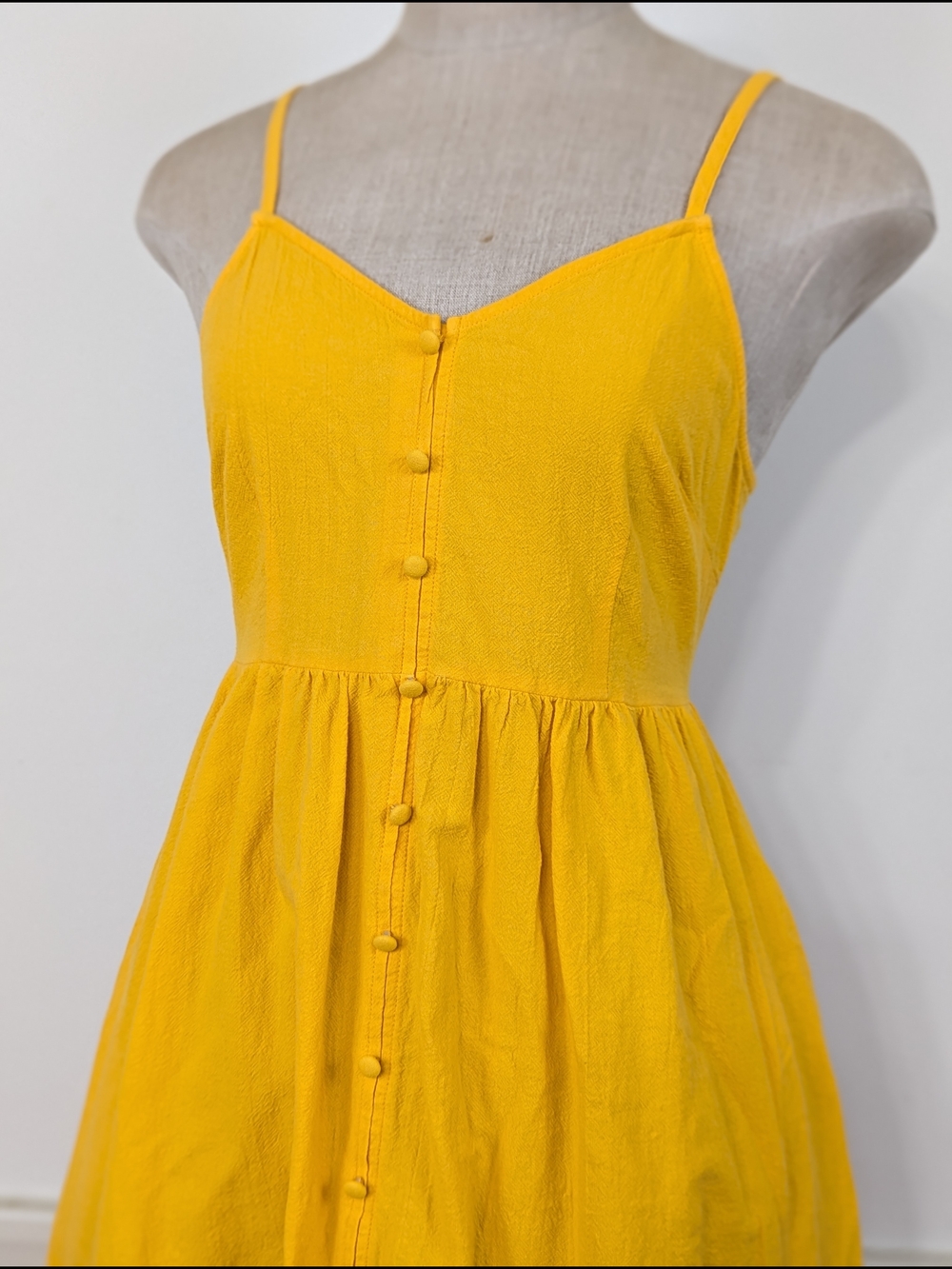 Universal Thread Bright Yellow Sundress Open Tie Back 100% Cotton With Pockets
